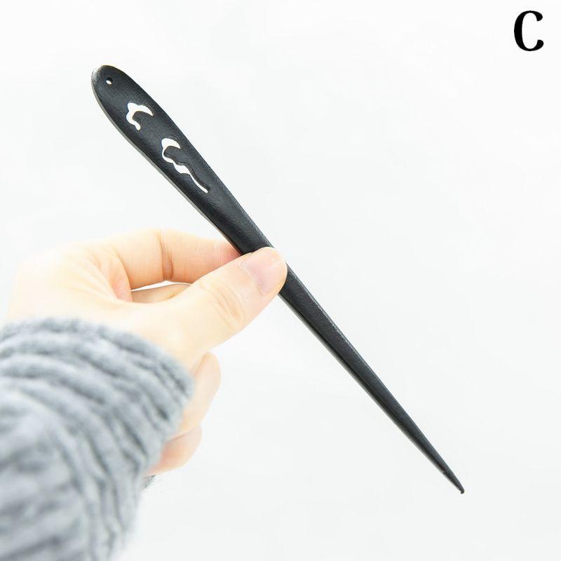 かんざし 簪 一本挿し レディース ヘアアクセサリー 木製 髪飾り 髪留め ヘアピン 和装 洋装 着物 浴衣 ブラック おしゃれ - 画像 (3)