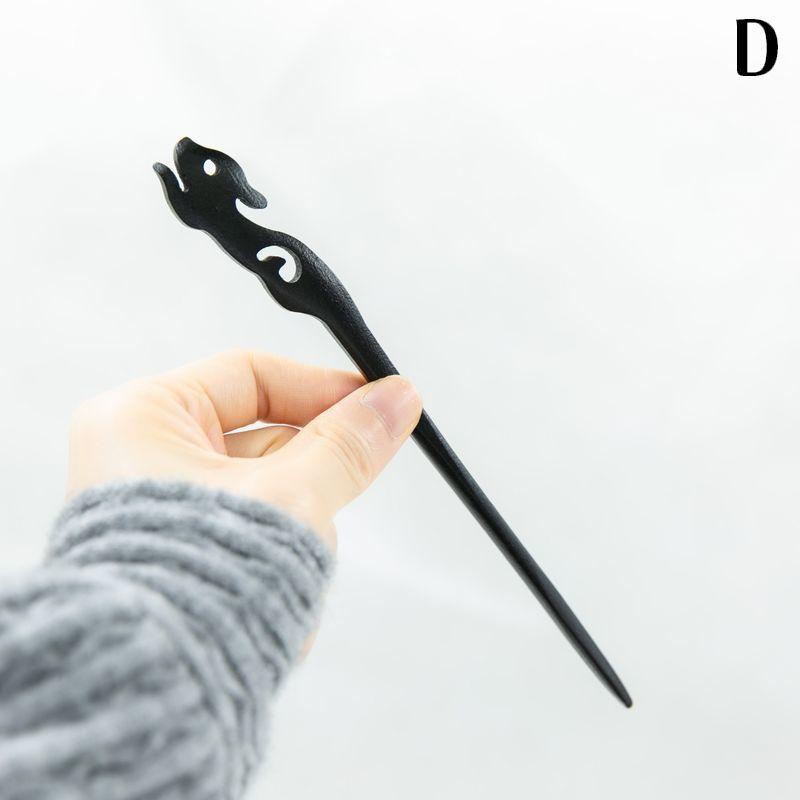 かんざし 簪 一本挿し レディース ヘアアクセサリー 木製 髪飾り 髪留め ヘアピン 和装 洋装 着物 浴衣 ブラック おしゃれ - 画像 (4)