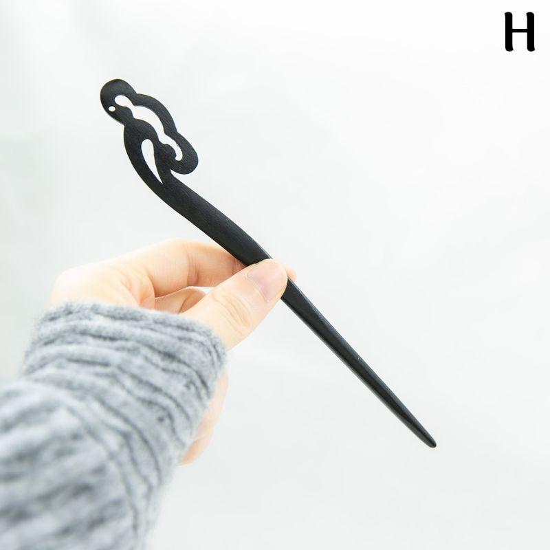 かんざし 簪 一本挿し レディース ヘアアクセサリー 木製 髪飾り 髪留め ヘアピン 和装 洋装 着物 浴衣 ブラック おしゃれ - 画像 (8)